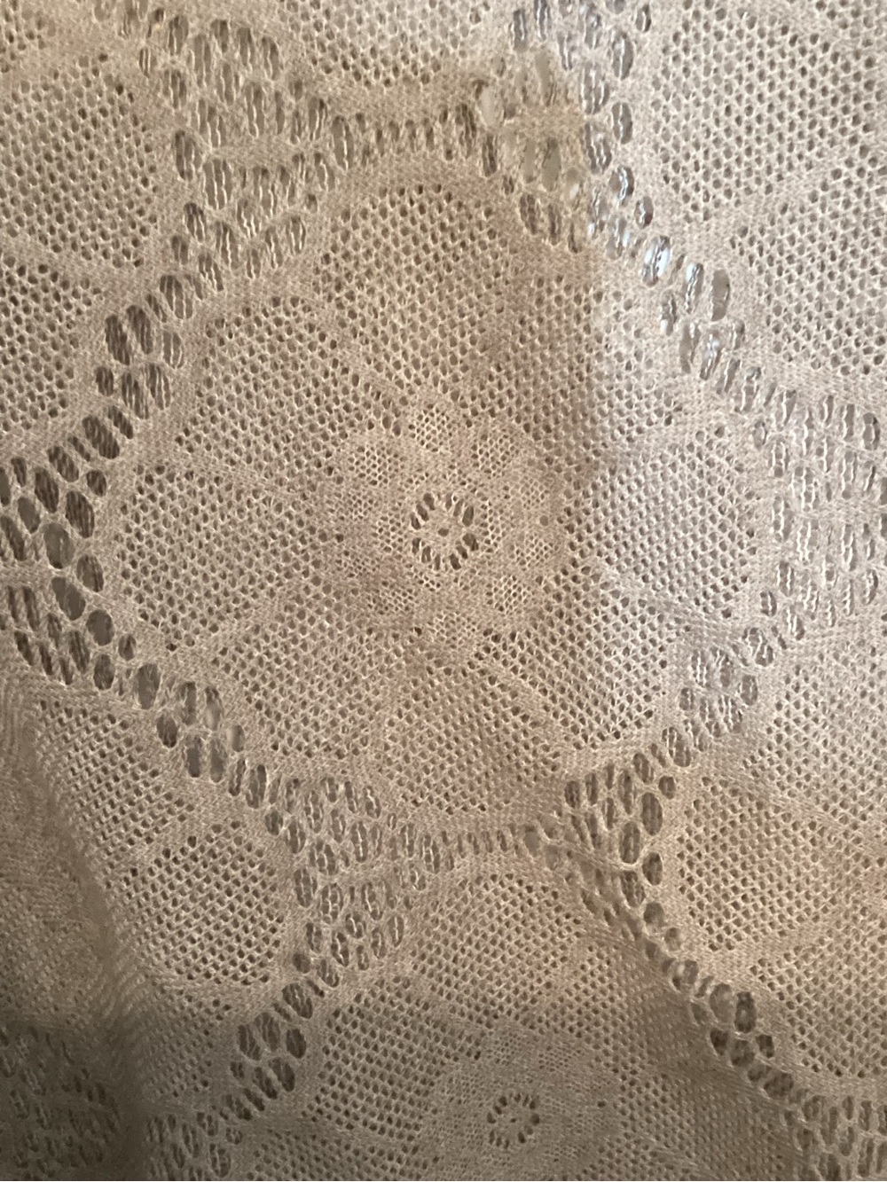 dylan Taupe floral crochet sheer Lace Knit Long-Sleeve Top Sz M - Picture 4 of 4